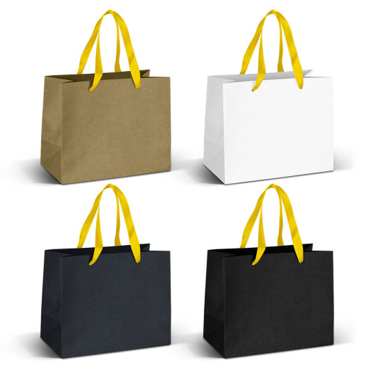 Medium Ribbon Handle Paper Bags Yellow Ribbon